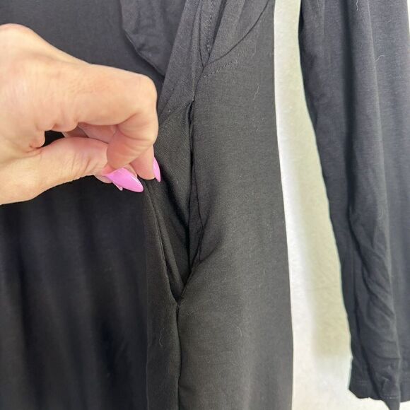 Wishlist Open Front Drape Long Sleeve Cardigan  With Pockets Black S - Picture 4 of 5